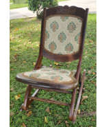 VTG Victorian Folding Carved Wooden Rose Rocking Chair Sewing Tapestry F... - €146,94 EUR