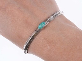 6 5/8&quot; 30&#39;s-40&#39;s Navajo Hand stamped silver and turquoise bracelet z - $222.75