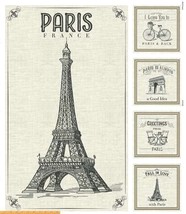 36.5&quot; X 44&quot; Panel Fall in Love With Paris Travel Cotton Fabric Panel D687.74 - £12.67 GBP
