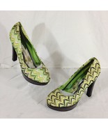 Shoes of Soul Women&#39;s Green Fabric Platform Stiletto Heel Shoes Size 10 - $17.76 CAD