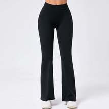 Peach hip lift yoga V waist flared pants fitness sports wide legs slight... - £10.18 GBP