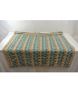 Handmade Throw Blanket Knitted Crocheted ~70 x 40&quot; Teal Beige Boho Vtg Sofa - £30.11 GBP