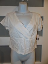 SO Modern White Short Sleeve Faux Wrap Front Crop Top Size XL Women&#39;s NEW - £21.15 GBP