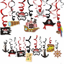 30Ct Pirate Party Hanging Foil Swirls Halloween Decoration Kids Birthday Photo P - £18.95 GBP