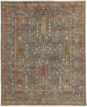 10' X 13' Gray Gold And Red Wool Floral Hand Knotted Stain Resistant Area Rug Wi - €2.580,88 EUR