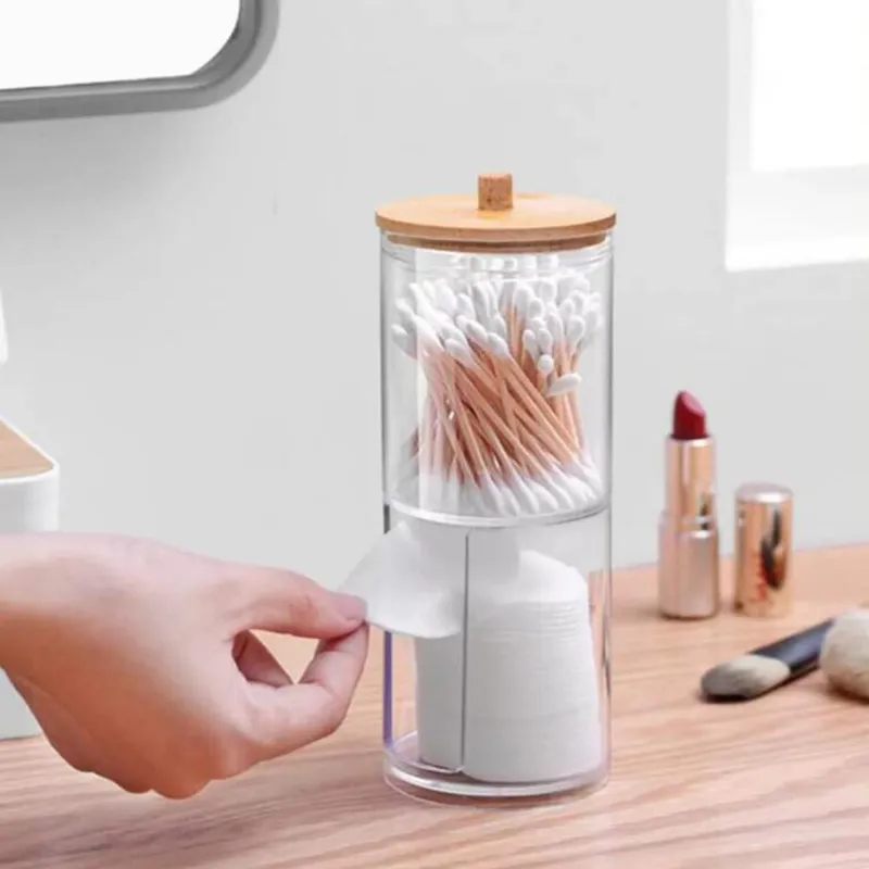 House Home Acrylic Storage Box Bathroom Jar Makeup Organizer Cotton Round Pad Ho - £19.52 GBP