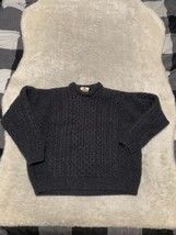 Carraig Donn Womens Dark Gray Wool Cableknit Fisherman Sweater Size Small (Read - £26.76 GBP