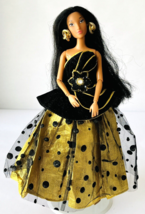 Altered Disney Pocohontas Doll in Elegant Gold &amp; Black Evening Gown - £19.06 GBP