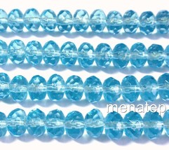 25 5/7 mm Czech Glass Gemstone Donut Beads: Aquamarine - £1.45 GBP