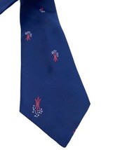 Vintage Sears Tie Extra Long Wide Necktie 70s 80s Blue Floral Fireworks ? Design - £22.25 GBP