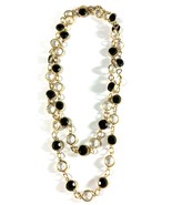 Rafaelian 30” Austrian Crystal Necklace – Black &amp; Clear Bezel Set – Gold... - $39.95