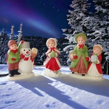 3 HOMCO 5310 Christmas Village Figurines Caroler Snowman Snow Wreath Vintage Set - $24.74