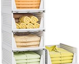 Clothes Organizers And Storage, 5 Pack Stackable Plastic Storage Bins, F... - $67.99