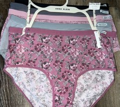 Anne Klein ~ 5-Pair Womens Brief Underwear Panties Cotton Blend Full Figure 3X - £24.53 GBP