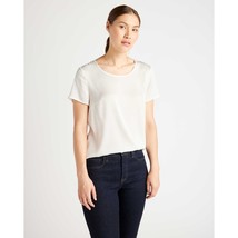 Quince Womens Washable Stretch Silk Tee Keyhole Back Scoop Neck Ivory S - £30.84 GBP