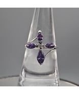 RJ Graziano Purple CZ Cross Ring Sz 7 Sterling Silver Christian Inscription - $39.99