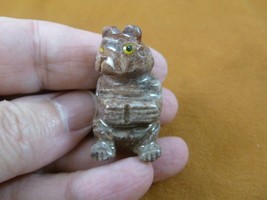 (Y-BEA-61) little gray red Bear cub sitting carving stone SOAPSTONE PERU... - $8.59