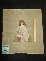 SCOVILL Pre-Worked YOUNG GIRL NEEDLEPOINT CANVAS - 22&quot; x 20&quot;, Design 10&quot;... - $40.00