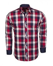 Men Makrom Turkey Soft Cotton Shirt 5403-03 English Plaid Black red Slim... - £39.86 GBP