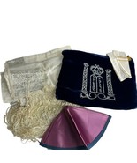 Vintage Traditional Jewish Tallit Velvet Bag Kippah Sacred Prayer Shawl ... - £140.68 GBP