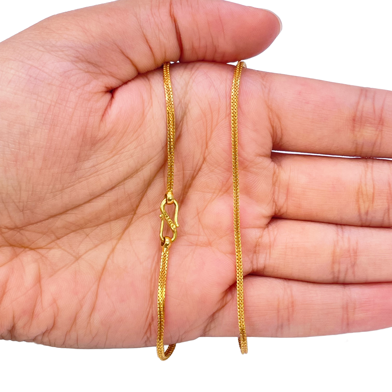 22ct Yellow Gold Solid Double Box Chain Necklace 22 Inches 1.5mm Width Item image 5
