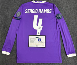 Sergio Ramos SIGNED Real Madrid 16/17 Purple UCL Signature Shirt/Jersey + COA - £104.19 GBP