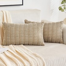 Emema Corduroy Decorative Throw Pillow Covers 12X20 Inch Soft, Pack Of 2. - £28.72 GBP