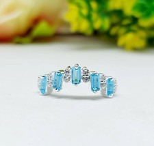 Natural 925 Sterling Silver blue topaz Ring, Best Anniversary gift, Special gift - £67.26 GBP