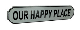 Scratch &amp; Dent Black and White Enamel Metal Art Happy Place Wall Sign - £43.79 GBP