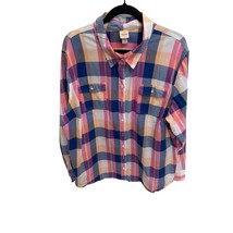 Mossimo Supply Womens Size 3 3x Long Roll Tab Sleeve Button Up Shirt Top Plaid B - £13.15 GBP