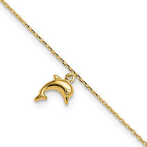 14k Dolphin Charm 9in with 1in Extension Anklet ANK231 - $193.44