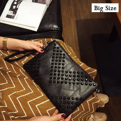 YBYT vintage casual rivet crossbody bags for women work PU leather envel... - $66.35