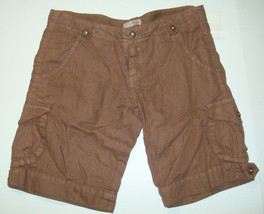 New Womens Joie NWT $155 100% Linen Shorts Dark Brown Cargo Pockets 8 Be... - £122.37 GBP