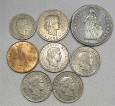 Lot of 8 Vintage Switzerland Foreign Currency Coins 1885-1982 AG211 - $40.54