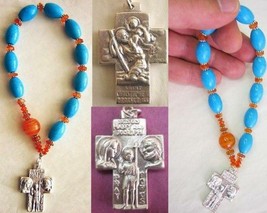 Catholic Rosary Chaplet Turquoise Carnelian &amp; Sterling - £99.22 GBP