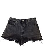 Zara Women&#39;s Booty Jean Shorts Size 6 Black Was Denim Raw Hem Summer - $355.92 MXN