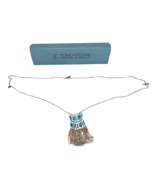 TOUCHSTONE CRYSTAL BY SWAROVSKI Womens Necklace Light Dark Blue Fringe New - $40.68 CAD