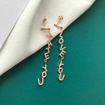 Party Women Created Diamonds LOVE Dangling Drop Earrings/Personalize 18K Rose GP - £69.95 GBP