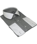 Men 100% Cotton Dress Shirt CIERO MONTERO Turkey 1f94-06 White black Sli... - $49.99