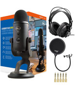 Yeti USB Microphone (Blackout) Bundle with Knox Gear Headphones and Pop ... - £251.17 GBP