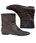 Sigerson Morrison Gray Leather Flat Ankle Boots Women 7.5B Italy Made Ve... - $51.99
