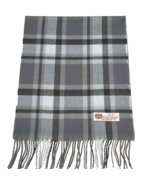 Fast Men Winter100% CASHMERE SCARF Wrap Plaid Gray/Silver Made in Englan... - £13.22 GBP