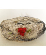 Vintage white with colorful floral design hat with black netting church ... - $27.73 CAD
