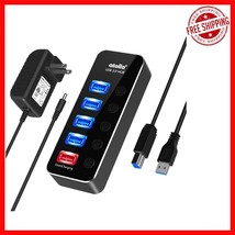 Compact 5-Port USB 3.0 Hub with High-Speed Charging and Individual LED S... - $34.91