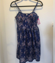 Xhilaration Ladies Size Small Dress Royal Blue Velvet Paisley Sundress New - £6.28 GBP