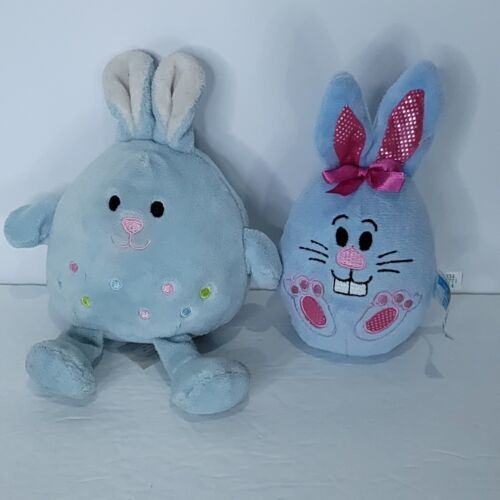 Primary image for Bunny Rabbit Stuffed Animal Plush Blue Easter Spring 6" Egg Shaped Lot of 2 