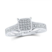 10kt White Gold Womens Round Diamond Square Ring 1/10 Cttw - £192.77 GBP
