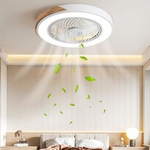 Besketie 20&quot; Wood Ceiling Fan With Lights, Contemporary Enclosed Low, White - £92.01 GBP
