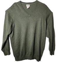 LL Bean Men XL Tall Green V-neck Pullover Cold Winter Cashmere Blend Sweater - £42.86 GBP
