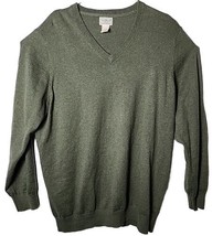 LL Bean Men XL Tall Green V-neck Pullover Cold Winter Cashmere Blend Swe... - $53.46